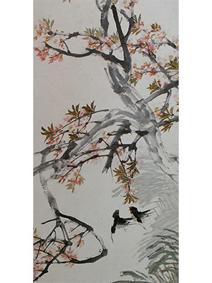 任伯年 《桃花双燕》