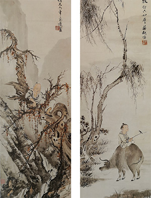 吴观岱 《山林悠游》四条屏