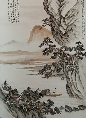 吴观岱 《溪山载鹤》