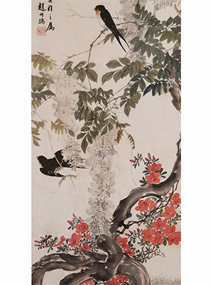 赵叔孺 《飞燕弄花图》