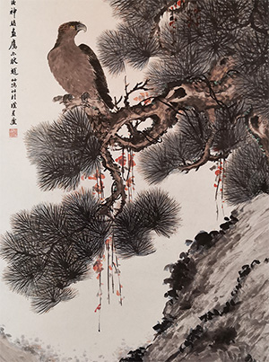 赵叔孺 《松鹰独立》