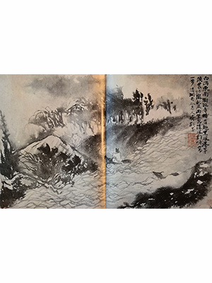 石涛 《牧童暴雨过河图》
