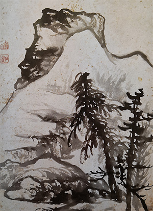 石涛 《山麓闲树》