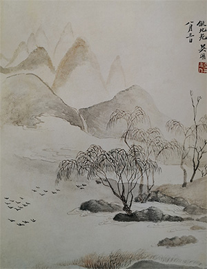 吴历 《柳塘归雁》