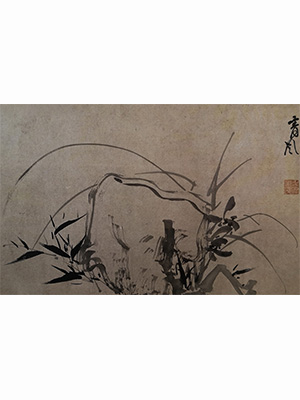 徐渭 《墨色兰花琼花茶花卷》