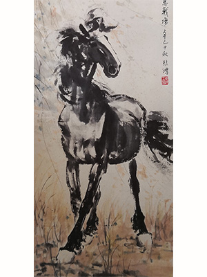 徐悲鸿 《秋风战马》