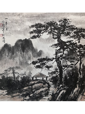 徐悲鸿 《松岗月色》