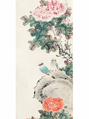 颜伯龙 《牡丹双雀》