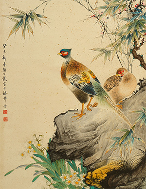 颜伯龙 《水仙双雉》
