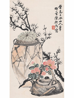 陈师曾 《茶花梅花图》