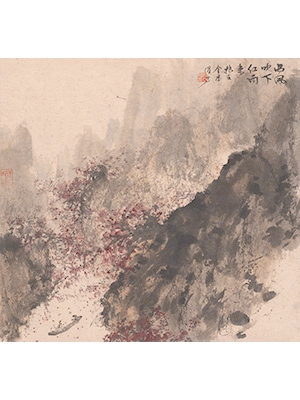 傅抱石 《西风吹下红雨来》