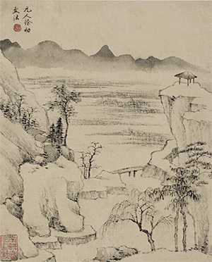 查士标 《平湖远山》