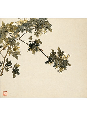 居廉 《女贞花》