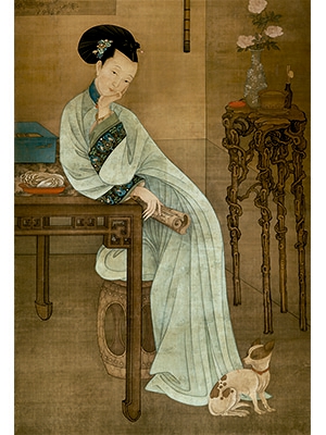 冷枚 《春闺倦读图》