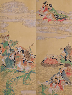 吴霞 《群仙祝寿十二条屏》