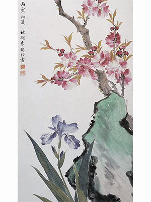 李鹤筹 《桃花鸢尾》