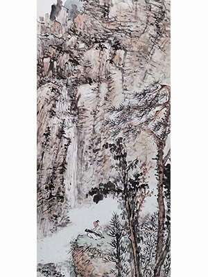 王梦白 《飞泉石上松风冷》