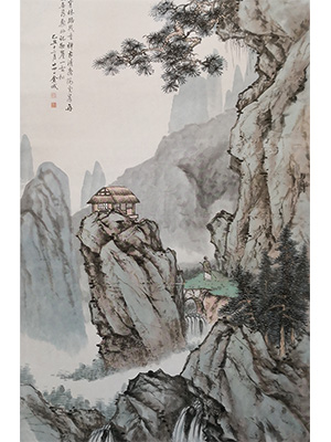 金城 《策杖穿林图》