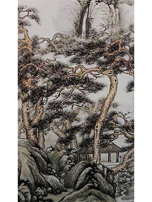 金城 《松荫观瀑》