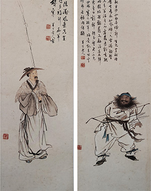 陈半丁 《人物条屏》四帧