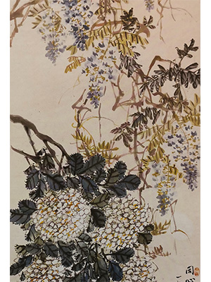 陈半丁 《藤萝绣球花》