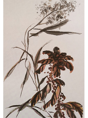 陈半丁 《芦花雁来红》