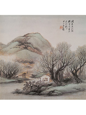 吴石仙 《策杖春山》