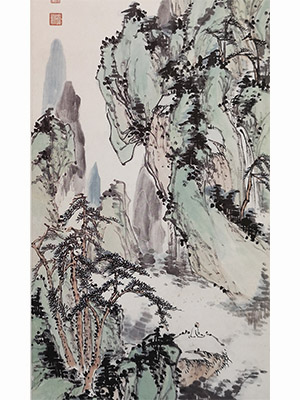 余绍宋 《幽谷听松》