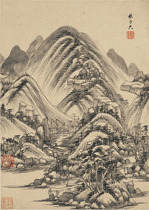 王鉴 《龙湫深树》