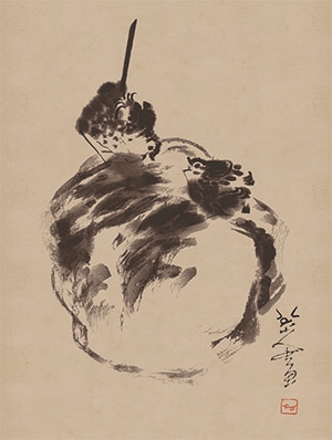 八大山人 《鸟石图》