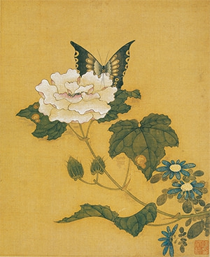 陈洪绶 《芙蓉花蝶》