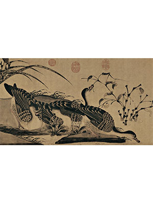 赵佶 《柳鸦芦雁图》