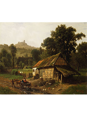 Albert Bierstadt 《茅屋村道》
