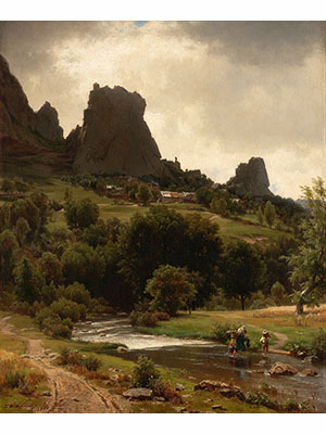 Albert Bierstadt 《山麓涉溪》