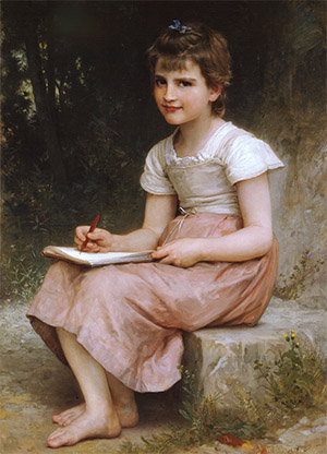 Bouguereau 《写字的小女孩》