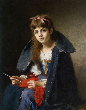 哈拉莫夫-织毛衣的小姑娘