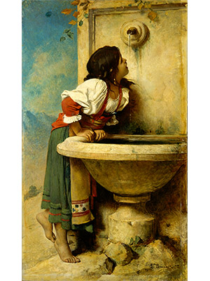 莱昂博纳 《罗马喷泉喝水的女孩》