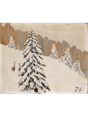 《雪坡劲松》