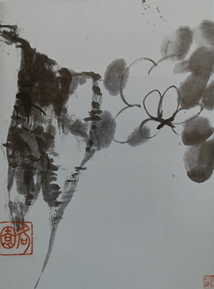 八大山人 《山岩与花朵》