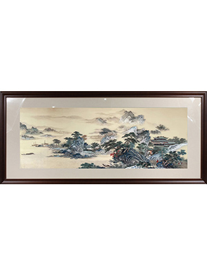 定制顾绣藏品 书房装饰画山水横幅