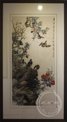 颜伯龙八哥花鸟 苏绣精品