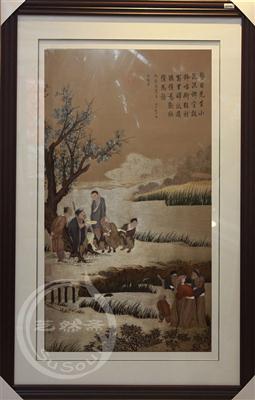 瞽叟说唱图 金廷标画作  顾绣藏品