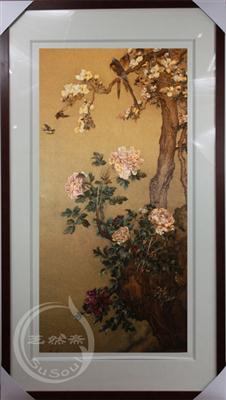 牡丹玉堂富贵 沈铨花鸟 顾绣藏品