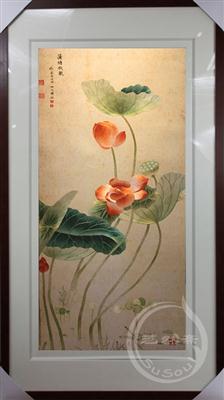 蒲塘秋艳 恽冰花鸟  顾绣荷花精品